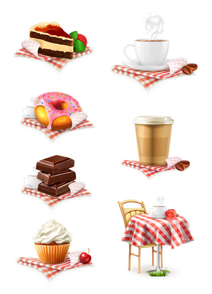 Set with street cafe icons
