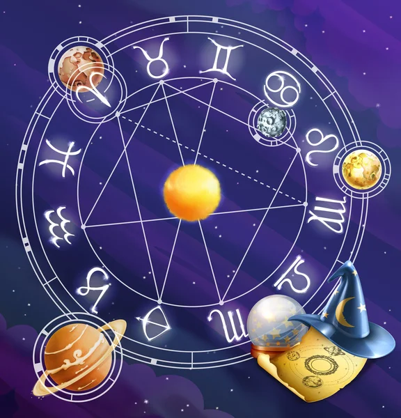 Zodiaque signes arrière-plan — Image vectorielle