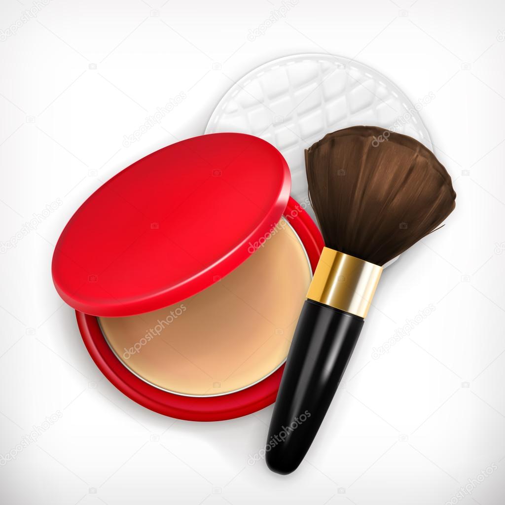 Face powder and brush for make up