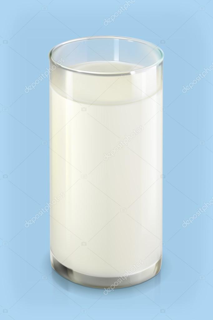 Glass of milk, on blue background