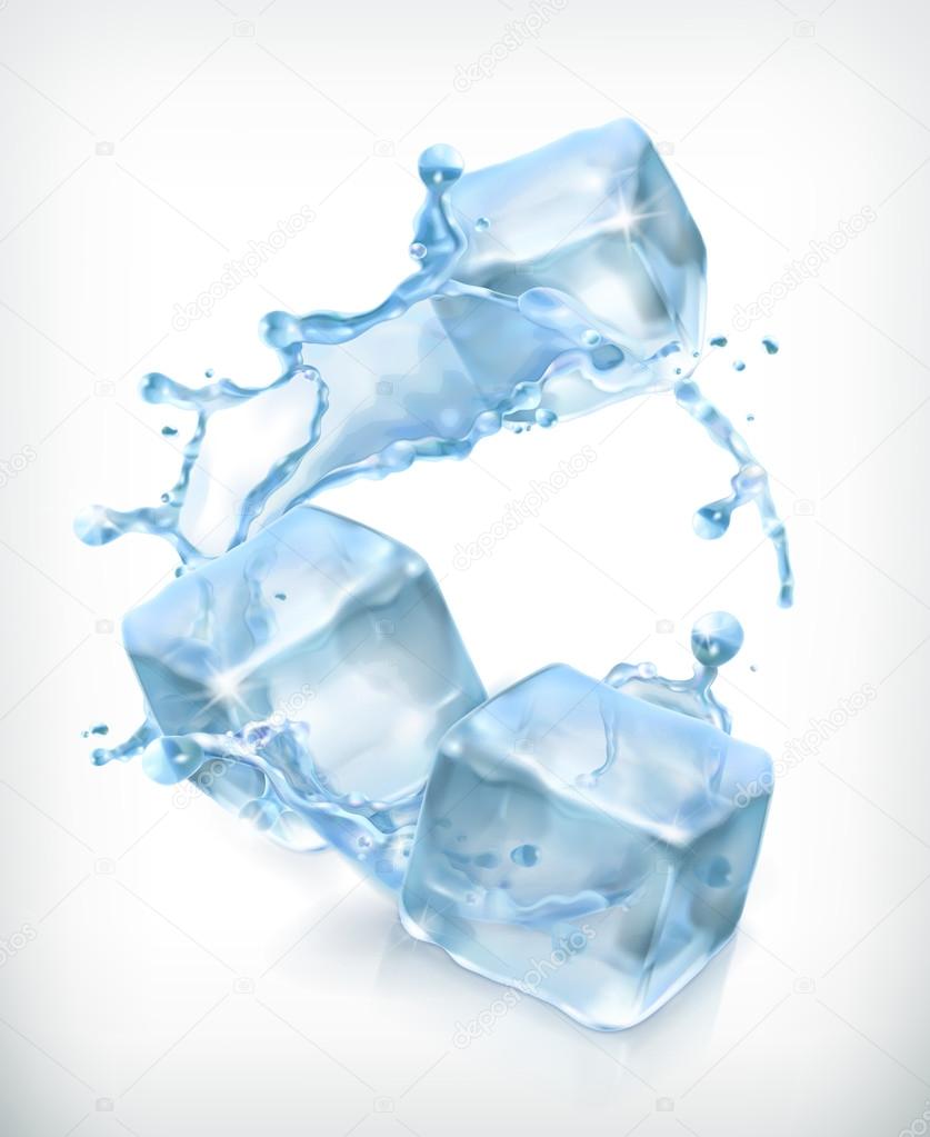 Ice cubes and a splash of water