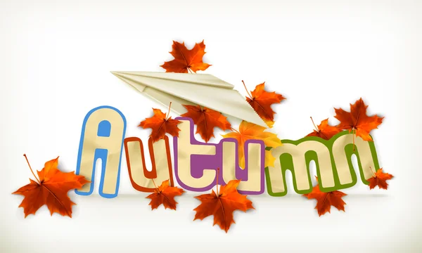 Осенняя этикетка с листьями — стоковый вектор