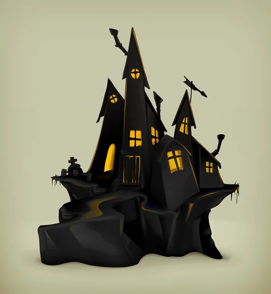 Halloween, witch castle   silhouette — Stock Vector