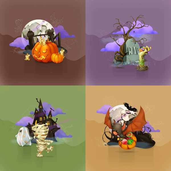 Conceitos de Halloween, conjunto de origens — Vetor de Stock