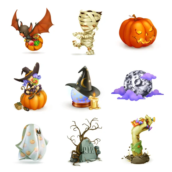 Feliz Halloween conjunto de iconos — Archivo Imágenes Vectoriales