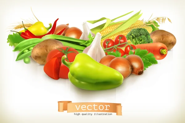 Raccolta di verdure succose e mature — Vettoriale Stock
