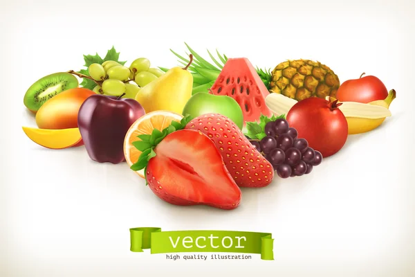Betakarítás lédús gyümölcsök és bogyók — Stock Vector