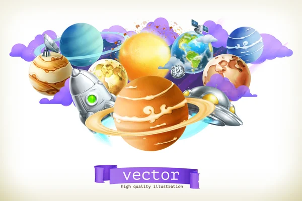 Universe, simbol planet - Stok Vektor