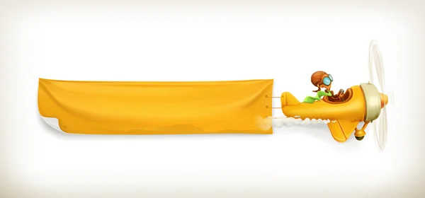 Bannière jaune avion — Image vectorielle