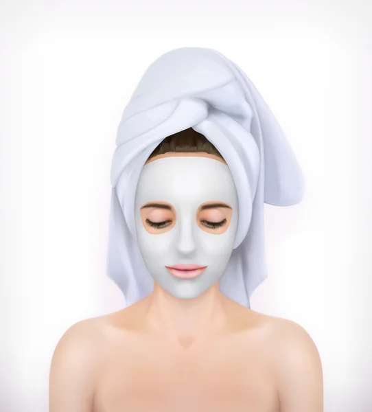 Jeune femme avec masque facial — Image vectorielle