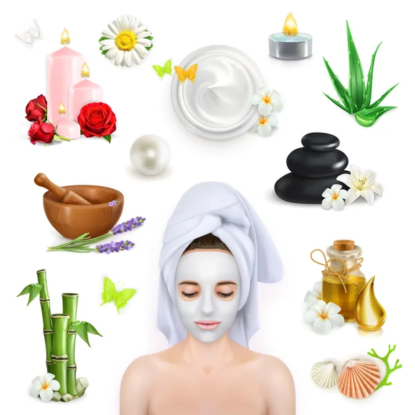 Iconos de spa, belleza y cuidado — Vector de stock