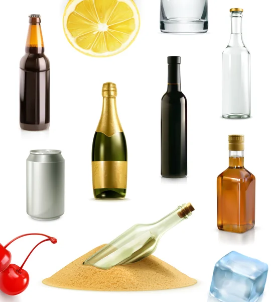 Алкогольные напитки в бутылках — стоковый вектор