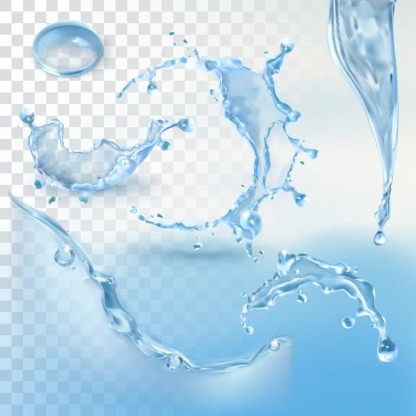 Water spatten elementen — Stockvector