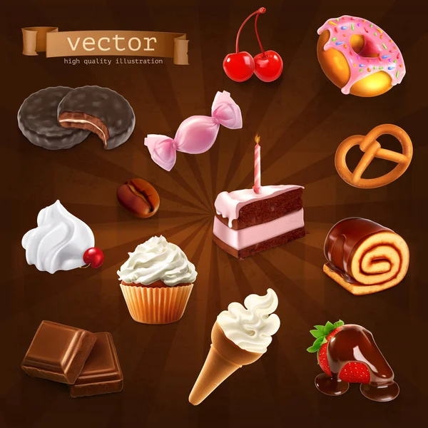 Sladké cukrovinky, sada — Stockový vektor