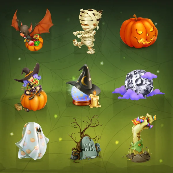 Happy Halloween set  of icons — Stock Vector