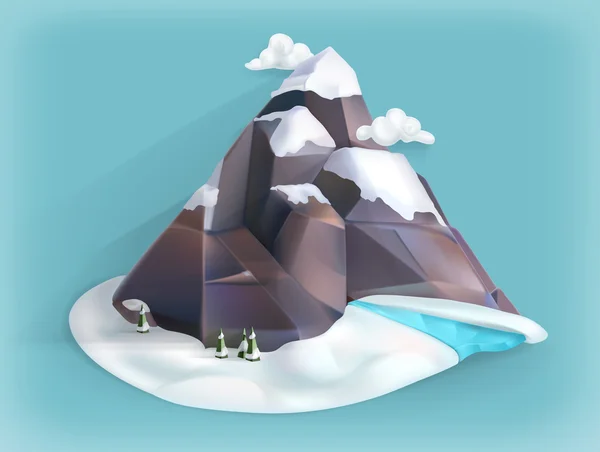 Mountain winter, low poly style — Stock Vector