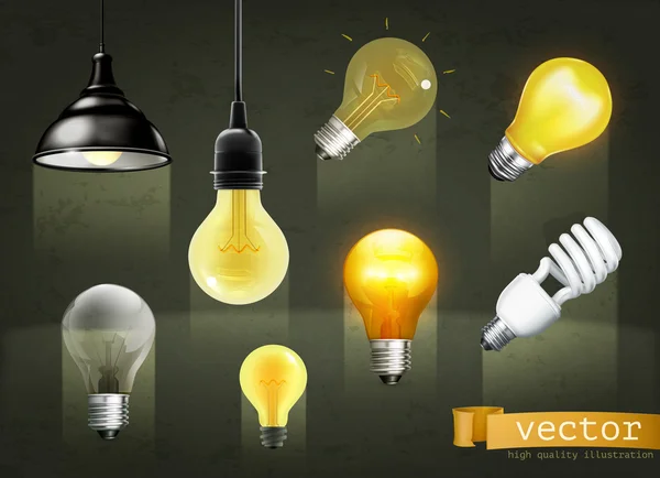Light bulbs, set pictogrammen — Stockvector
