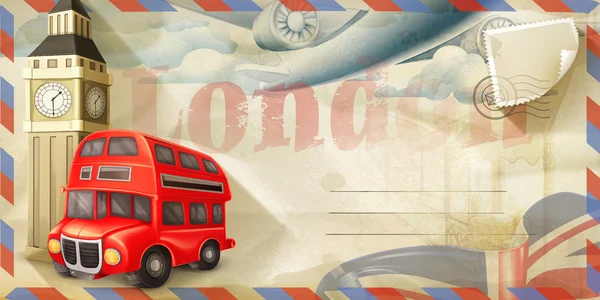 Viagem de fundo, cartão postal de Londres — Vetor de Stock