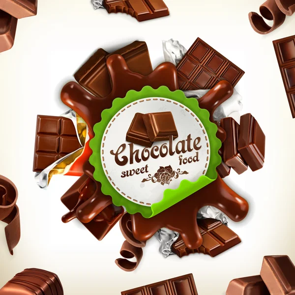 Rótulo vetorial de chocolate — Vetor de Stock