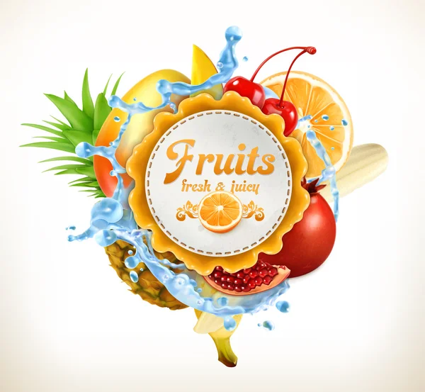 Rótulo do vector Frutas — Vetor de Stock