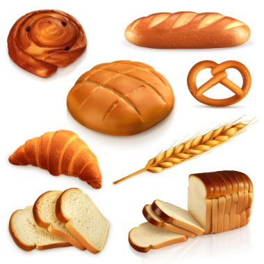 Ekmek, vector Icons set