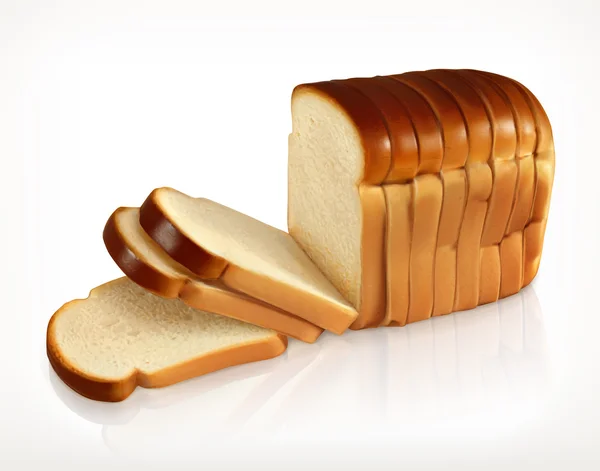 Bread, bakery icon, sliced fresh wheat bread isolated on white background — Stock Vector