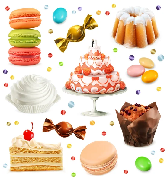 Sweets, set of vector icons — Stock Vector