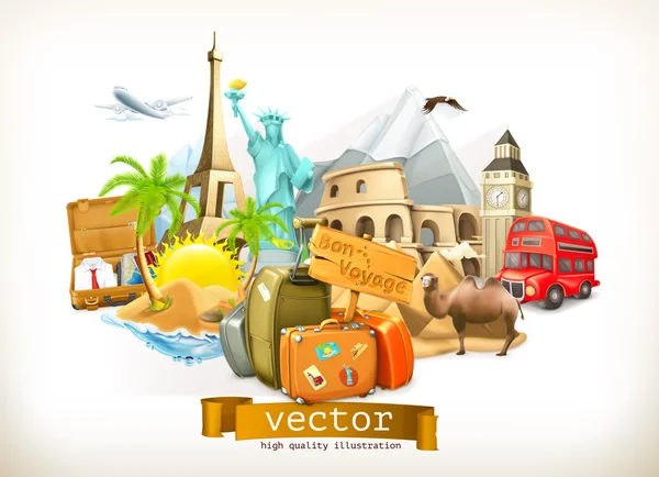 Utazási ikonok illusztráció — Stock Vector