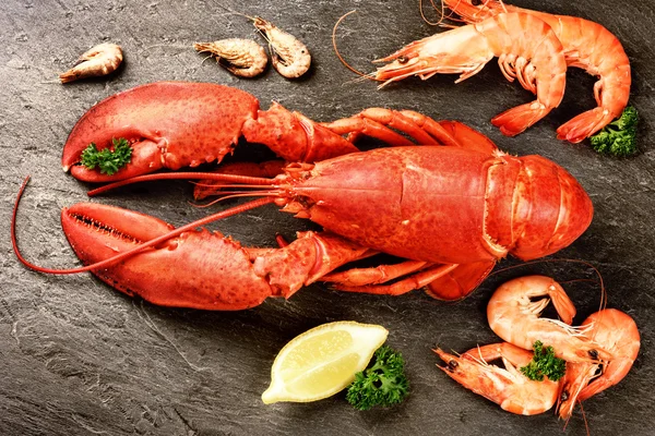 Bela seleção de crustáceos para o jantar — Fotografia de Stock