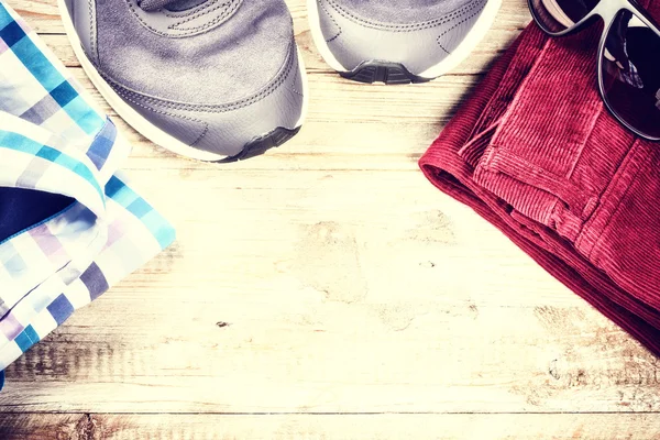 Verzameling van casual mannen outfit. Bovenaanzicht — Stockfoto