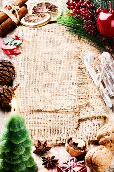 Cadre avec décorations vintage de Noël — Photo