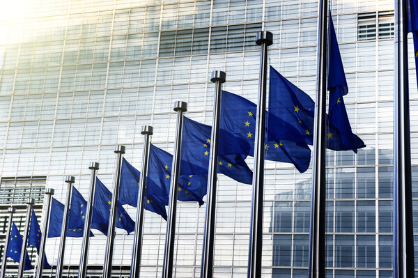 EU flags in front of European Commission