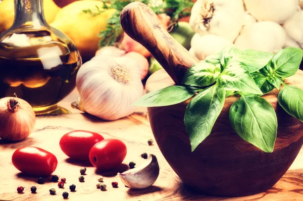 Fresh ingredients for healthy cooking — Stock Photo, Image