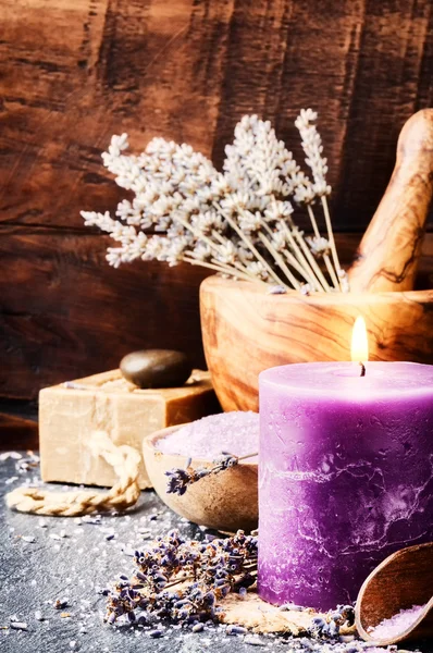 Lavender spa setting — Stock Photo, Image