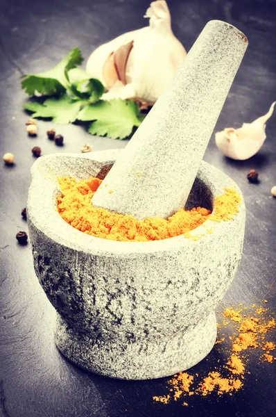 Spices setting with curry powder — Stock Photo, Image