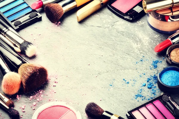 Frame met verschillende make-up producten — Stockfoto