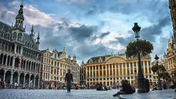 Náměstí Grand Place při západu slunce — Stock video