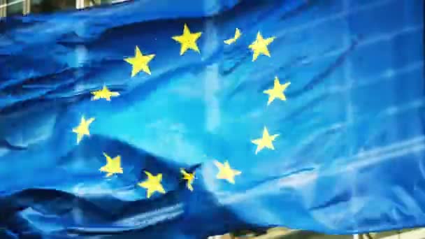 Europeiska unionens flagga vinkar — Stockvideo