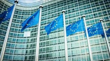 Avrupa Birliği bayrakları sallayarak