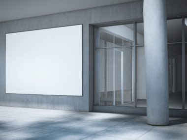 Ofis Binası üzerinde büyük billboard. 3D render