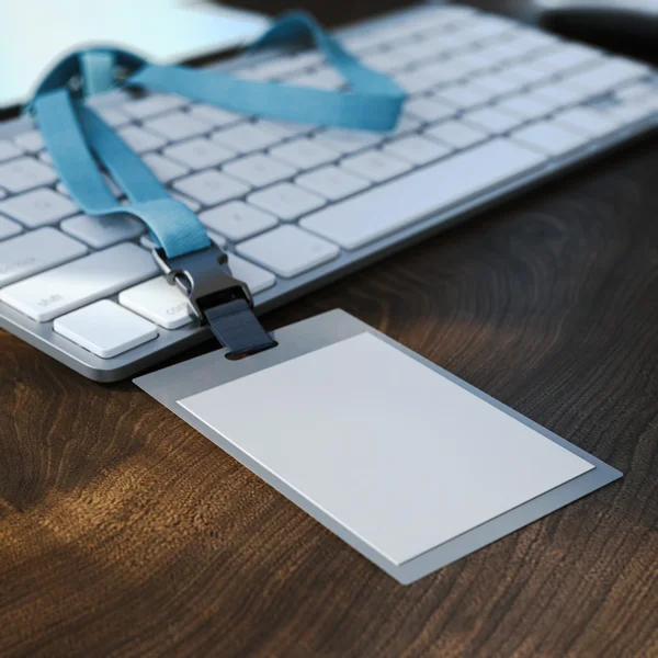 Placa blanca en blanco en el teclado. renderizado 3d —  Fotos de Stock