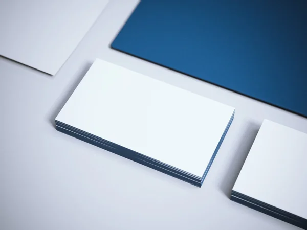 Two stacks of business cards with paper sheet — Stock Photo, Image