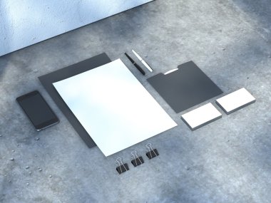 Bir beton zemin üzerinde siyah mockup