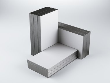 Üç beyaz bir kartvizit yığınları