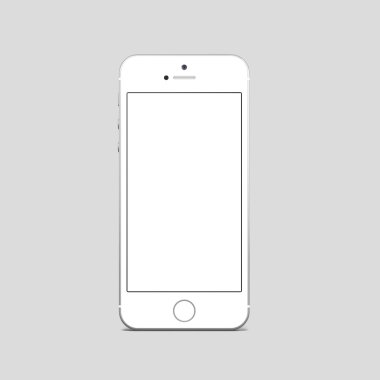 Beyaz modern smartphone ile gri bir stüdyoda boş ekran