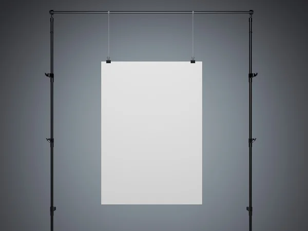 Weißes Plakat hängt — Stockfoto