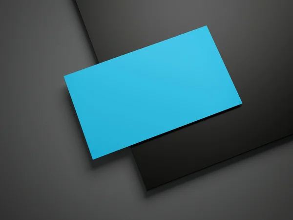 蓝色名片上一个黑色的文件夹 — 图库照片
