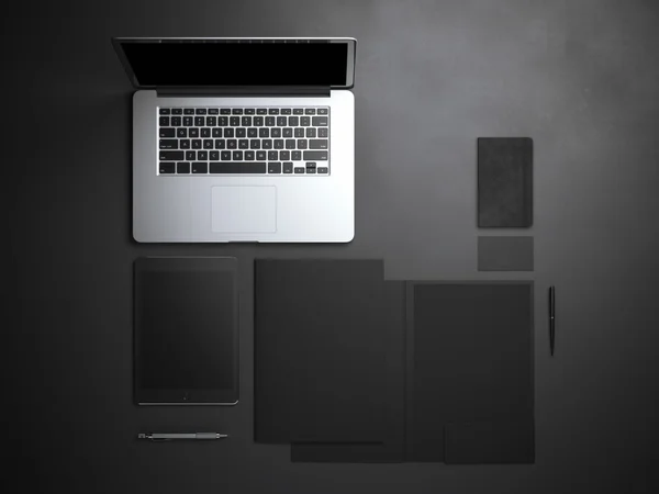 Branding mockup med laptop och tablett — Stockfoto