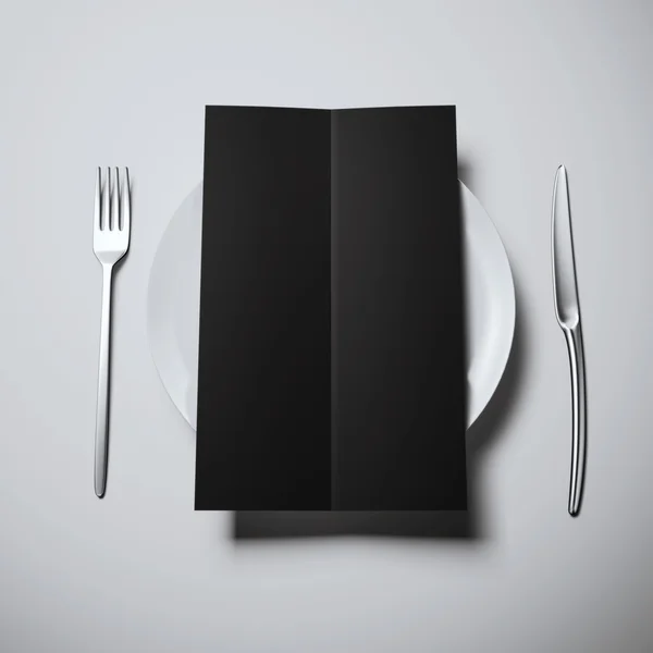 Placa con menú de cena negro en blanco — Foto de Stock