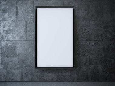Işık softbox taş duvar. 3D render